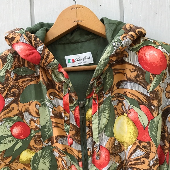 Vintage Silk Italian Hooded Bomber Jacket - Picture 3 of 12